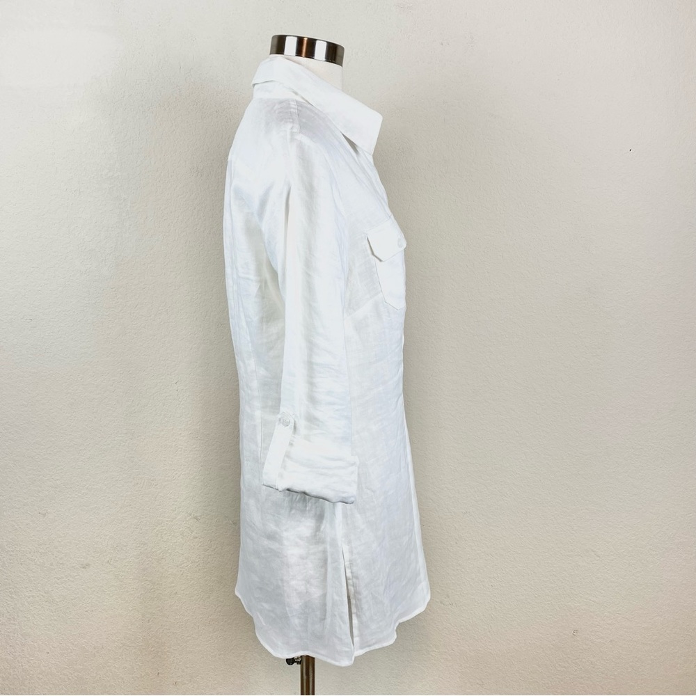 Allison Taylor Button Down Linen Quarter/Long Sleeve Shirt - Picture 6 of 11